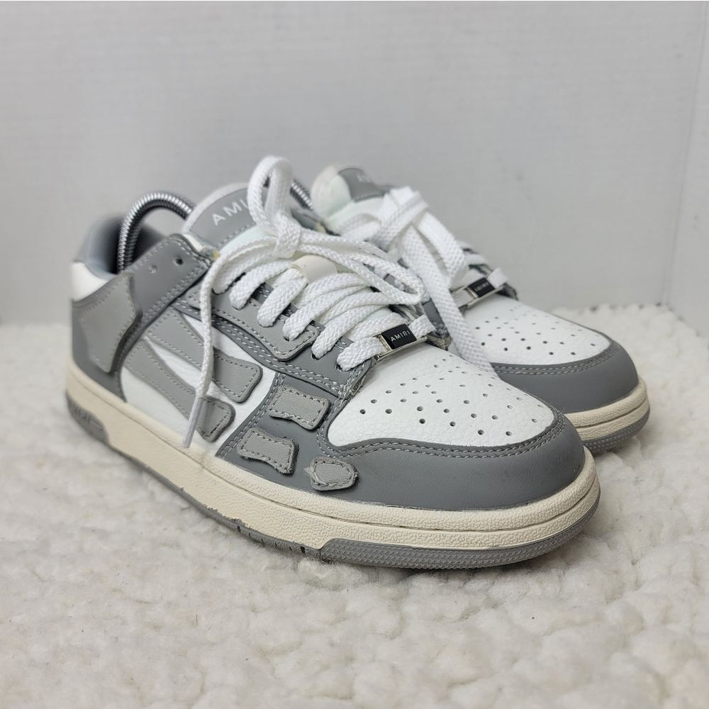 Amiri Skel Top Low Mens Sneaker Size 7 Gray White Leather Lace Up Shoes